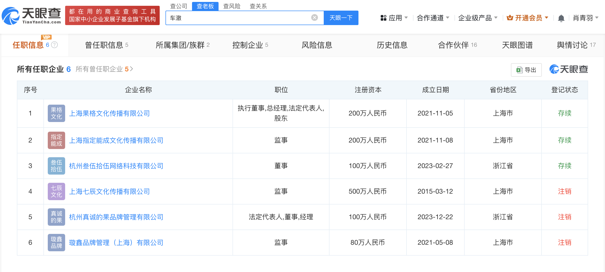 关联揭秘：共任两家公司要职不朽情缘李嘉格与车澈商业